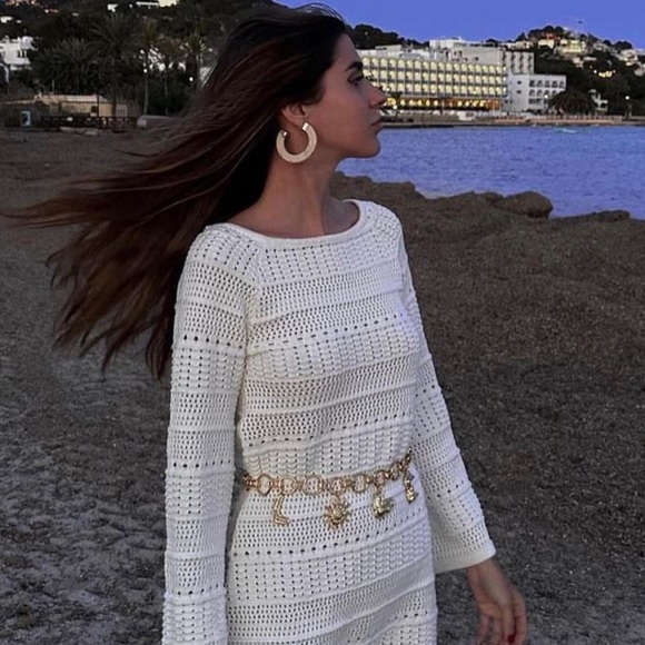 Zara LOVE CHARM GOLD BELT size 32 - Picture 3 of 11